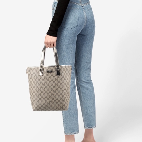 Gucci GG Supreme tote bag purse authentic brown bronze great used condition - Picture 4 of 12